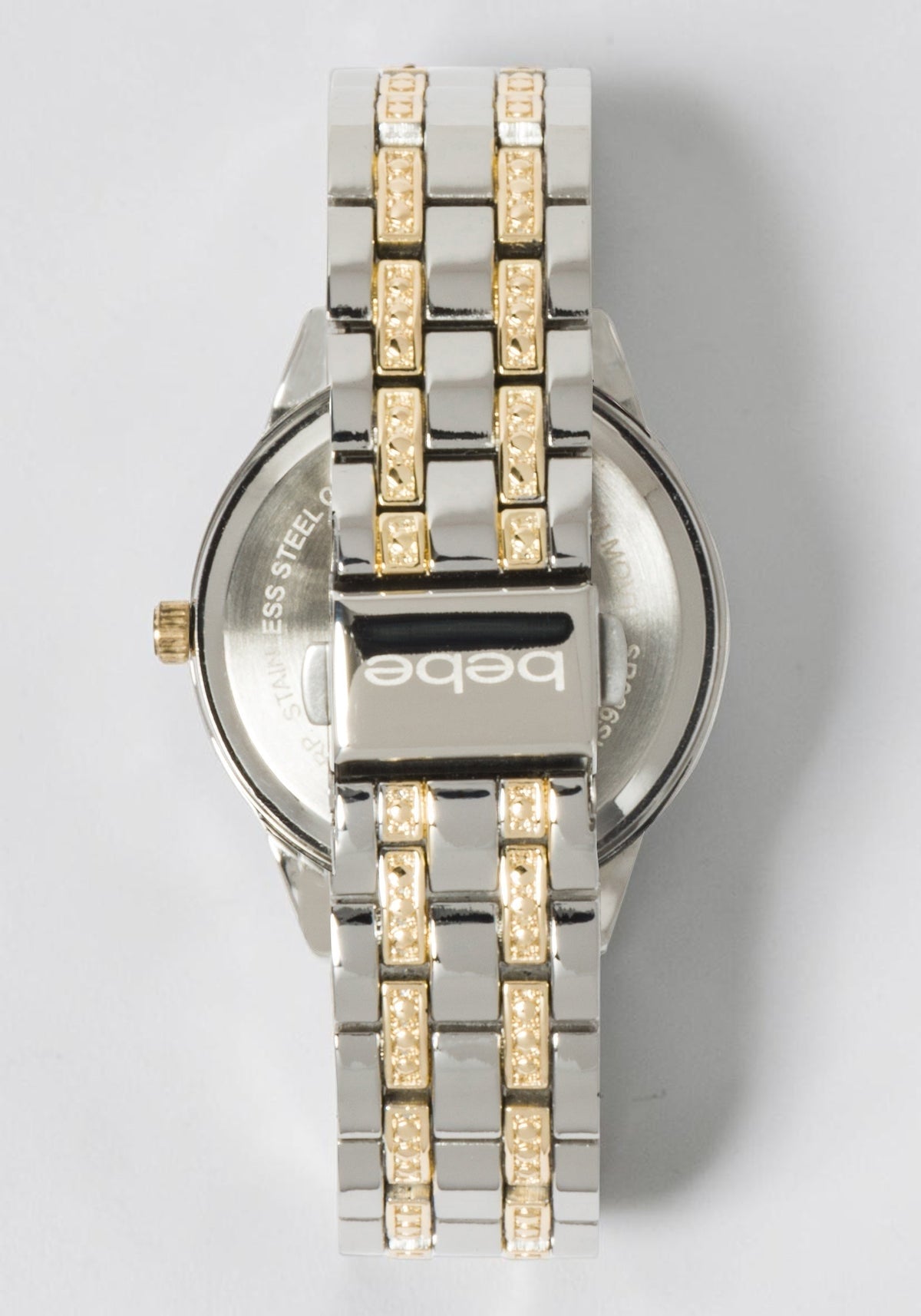 Silver Textured Dial Crystal Bezel Watch