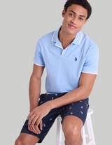 JOHNNY PLACKET WIDE RIB KNIT POLO SHIRT