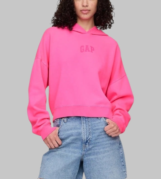 Relaxed Gap Mini-Logo Cropped Hoodie