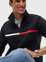 TOMMY HILFIGER Flag Stripe Logo Quarter-Zip Sweatshirt , XM08960-P61