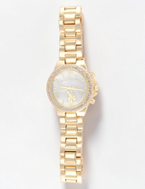 Immediate Us polo assn LADIES GOLD EMBELLISHED LINK WATCH USC40739UO