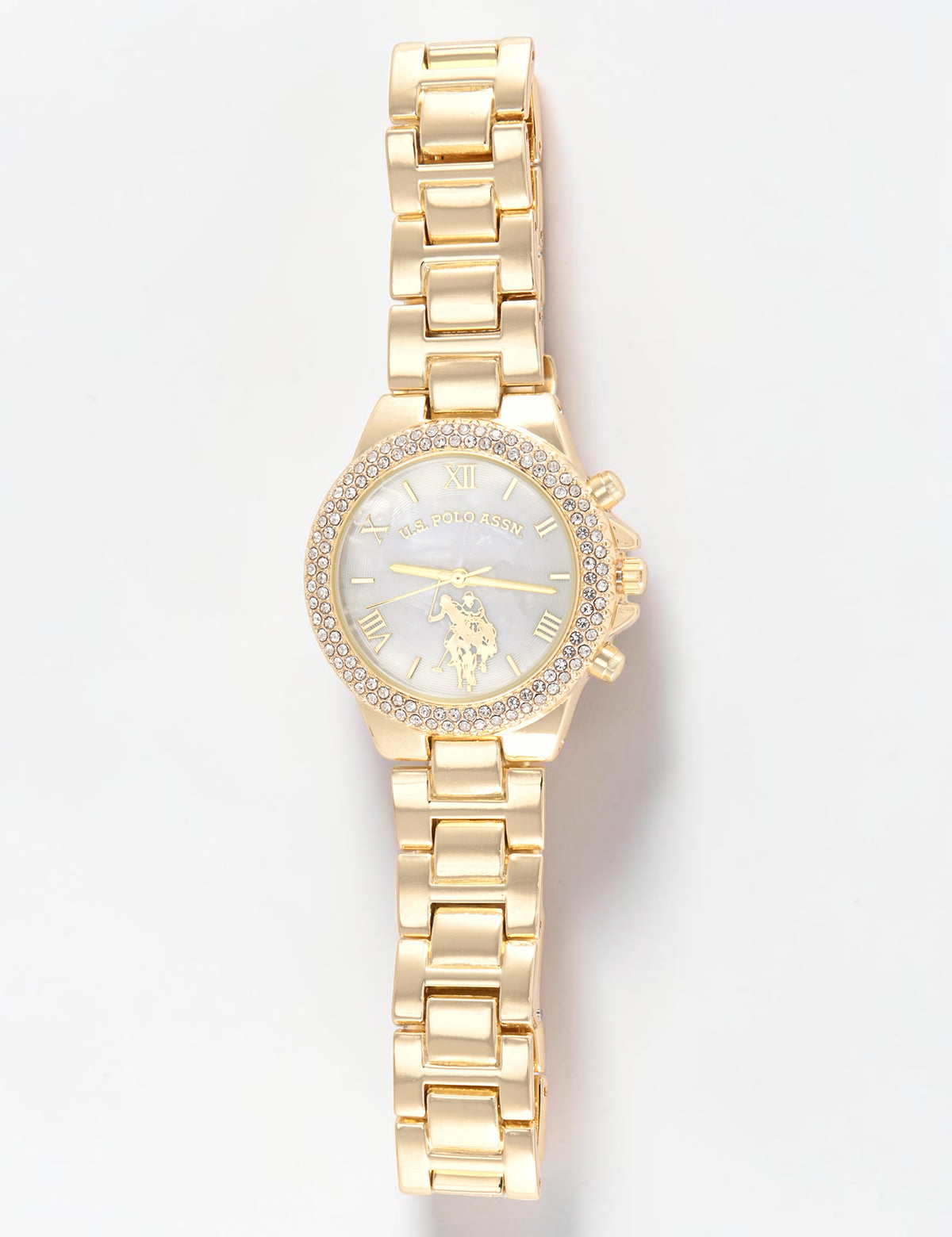 Immediate Us polo assn LADIES GOLD EMBELLISHED LINK WATCH USC40739UO