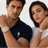 HIS AND HERS CLASSIC LINK STRAP WATCH SET,USC2617-0000A