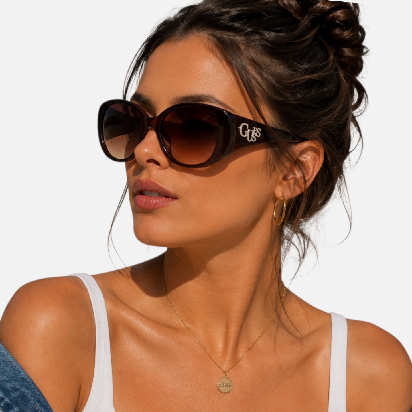 Guess Brown Gradient Round Ladies Sunglasses , GF00058