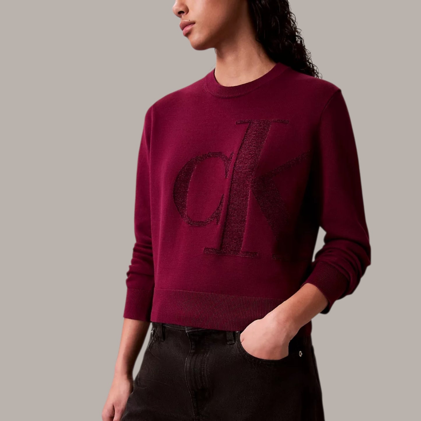 Smooth Cotton Chenille Monogram Sweater