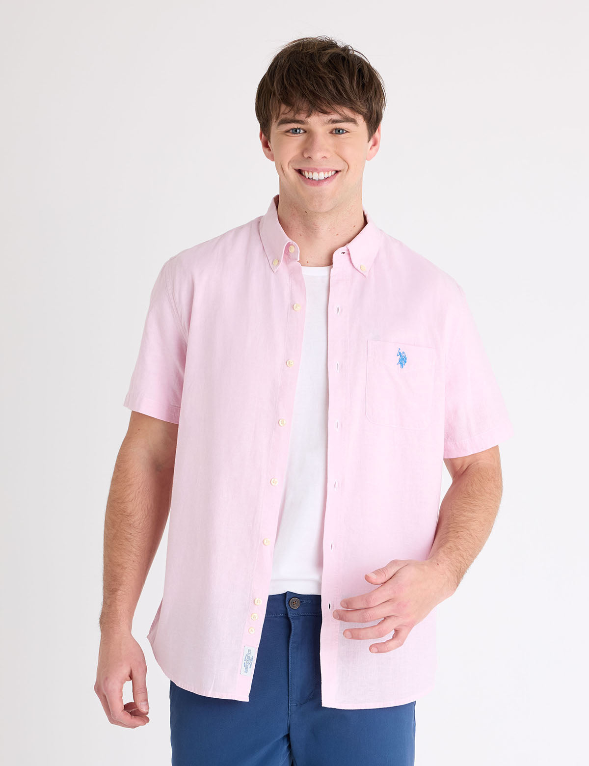 SHORT SLEEVE LINEN BLEND POCKET SHIRT 11H0372-WR00A