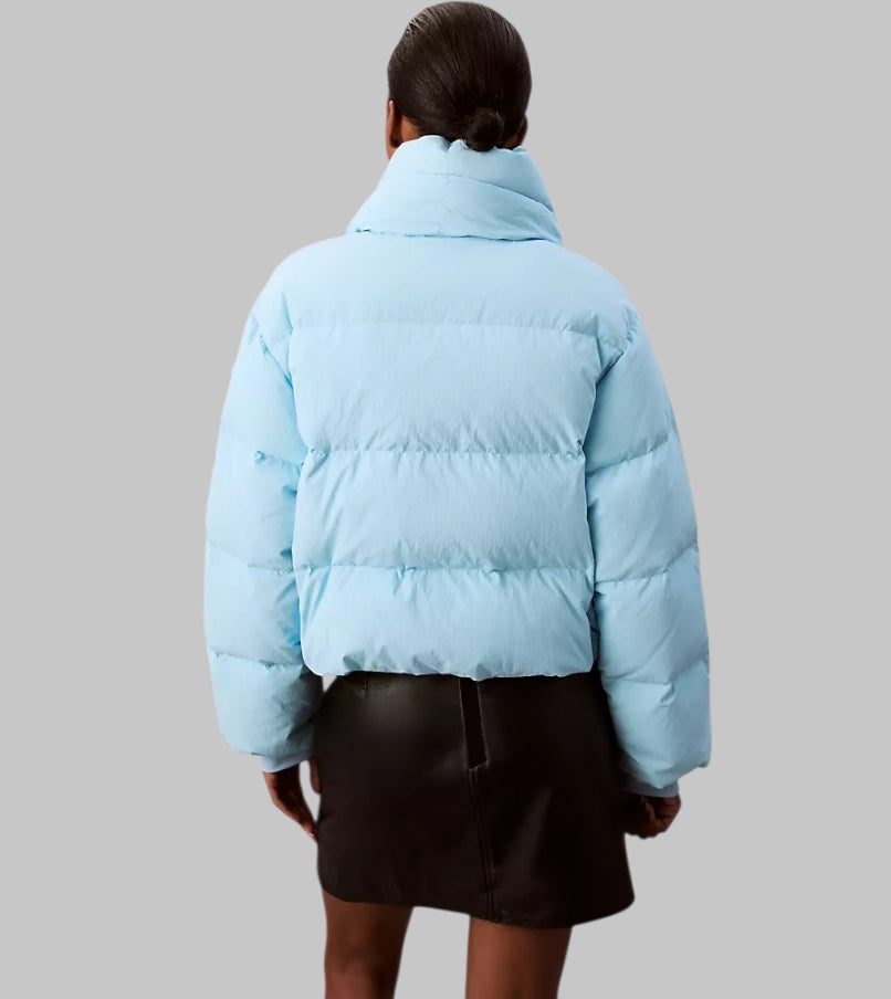 Short Puffer Jacket with Scarf