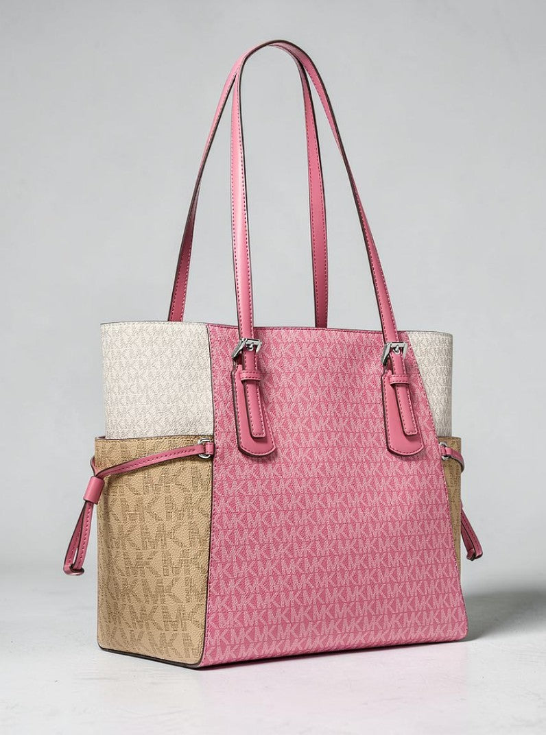 Michael Kors Voyager Large Color-Block Signature Logo Tote Bag,35S5SV6T7B