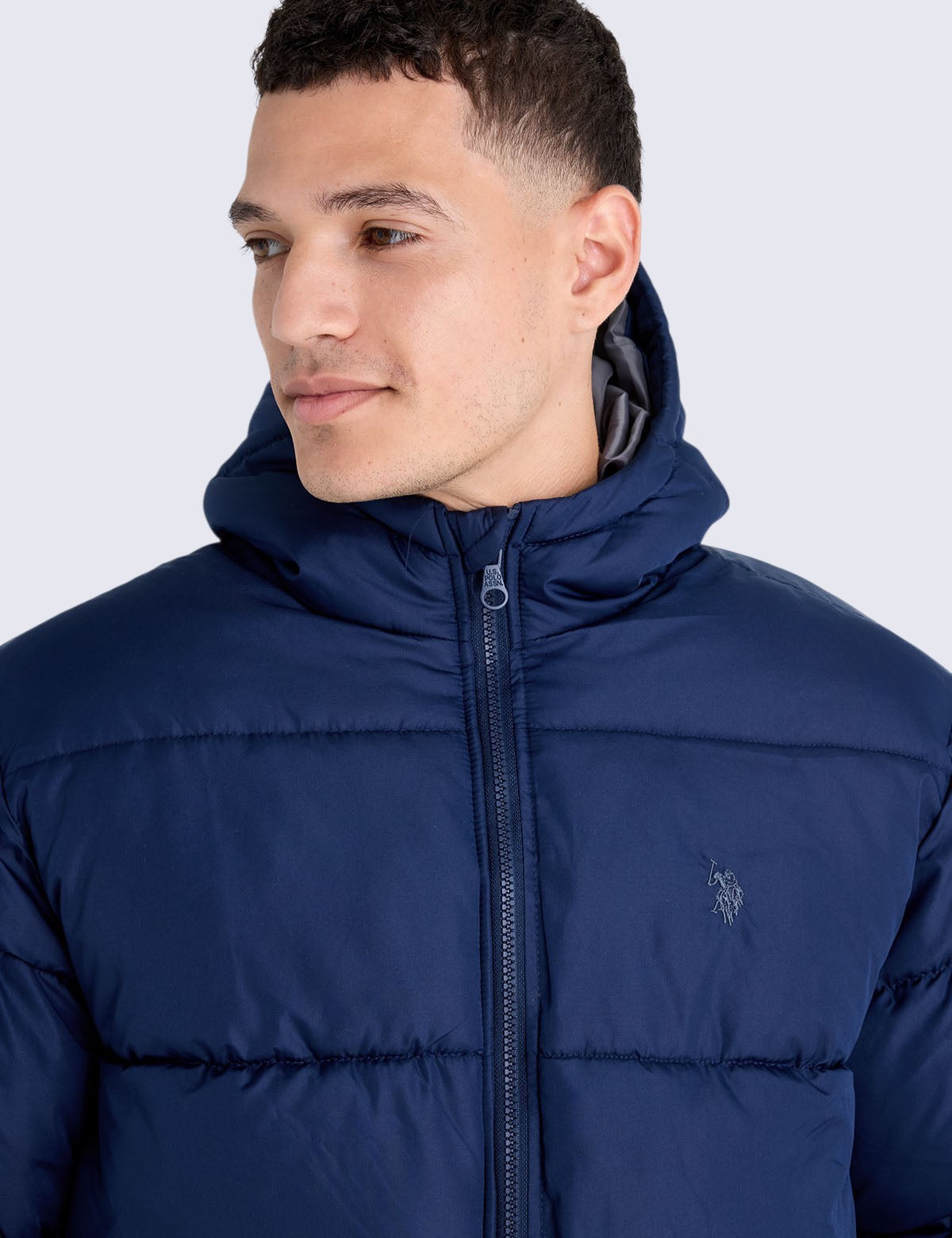 US.POLO.ASSN SOLID QUILTED CHANNEL PUFFER JACKET, 109904-P200A