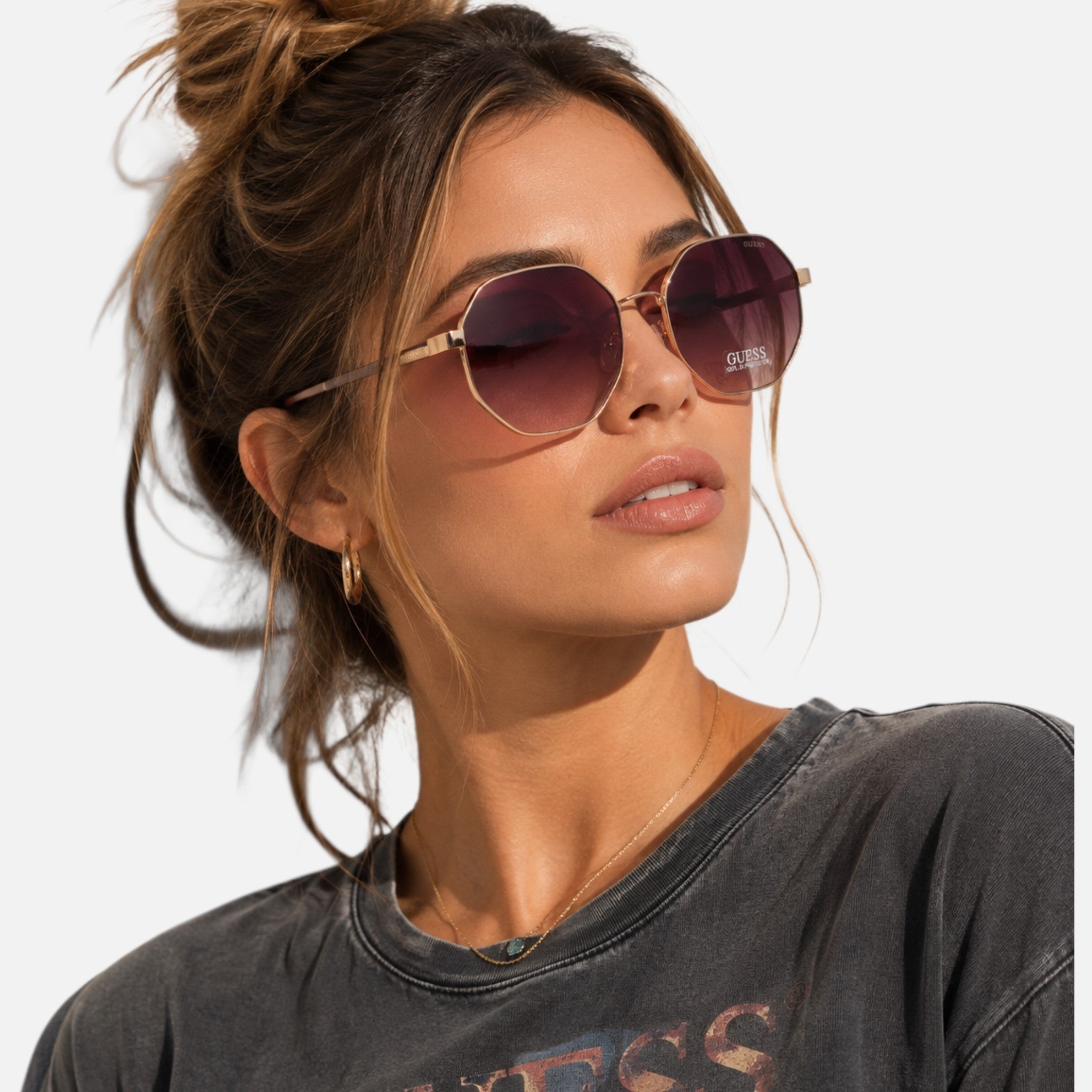 Guess Gradient Bordeaux Geometric Ladies Sunglasses, GF6160