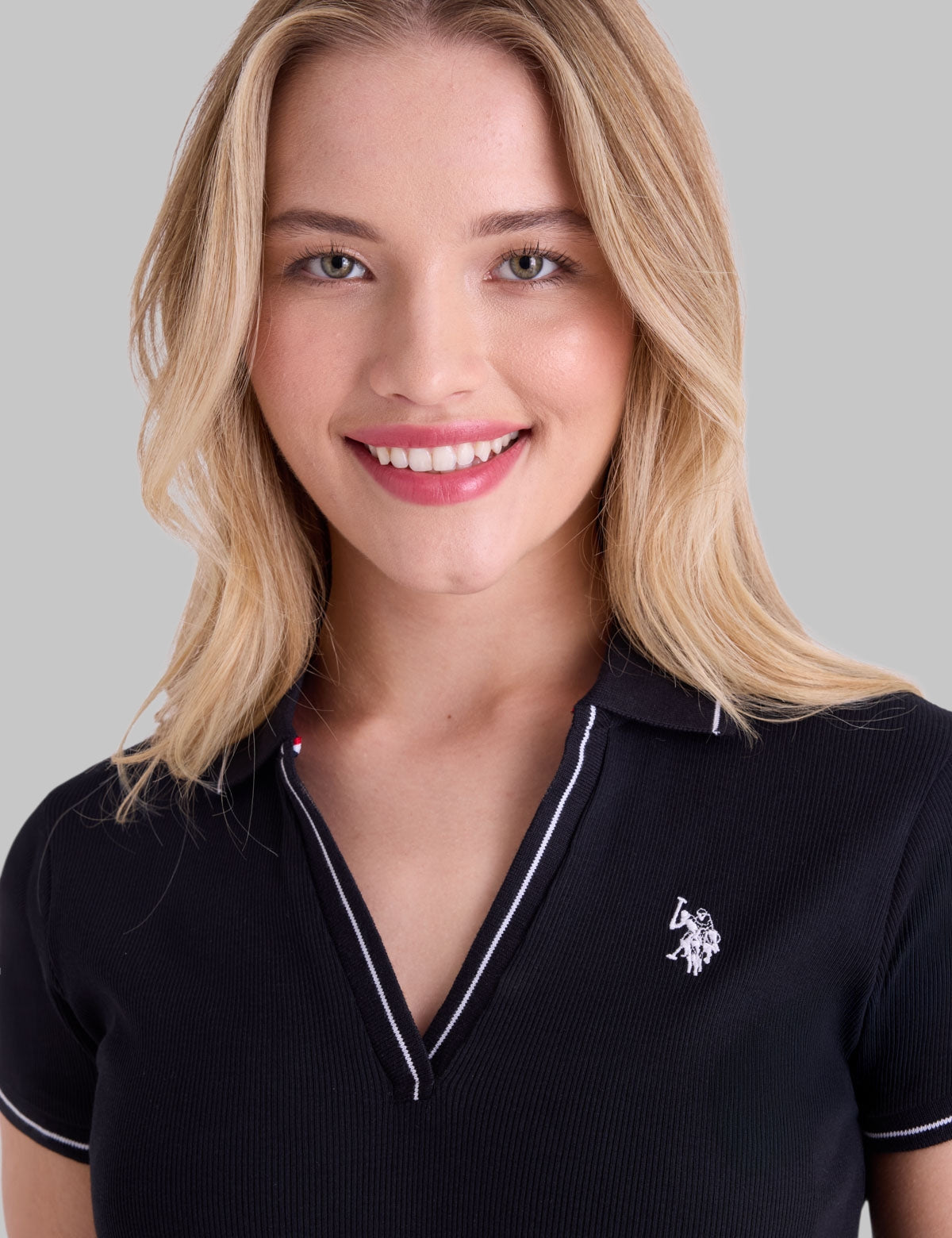 TIPPED SPLIT NECK RIBBED POLO SHIRT,216669-6800A