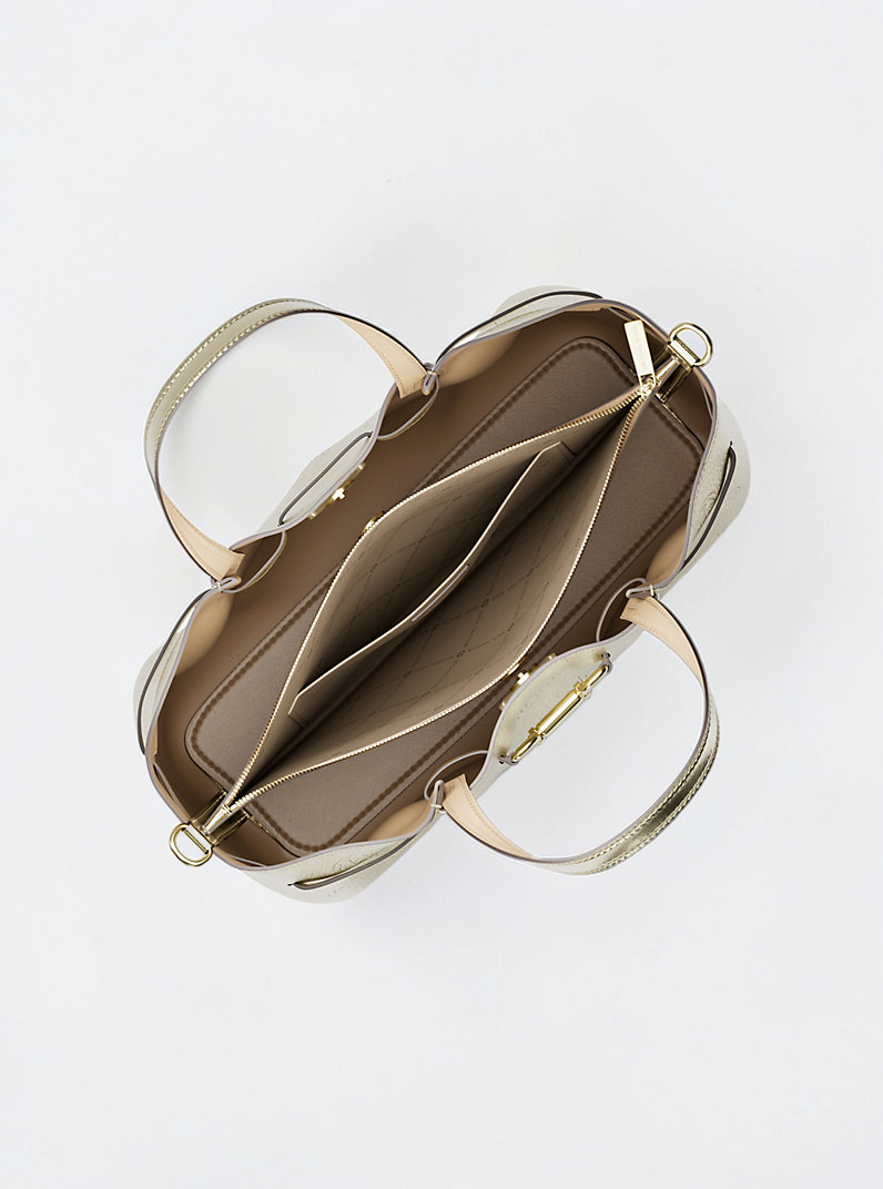 Michael Kors 
Carson Metallic Logo Debossed Satchel