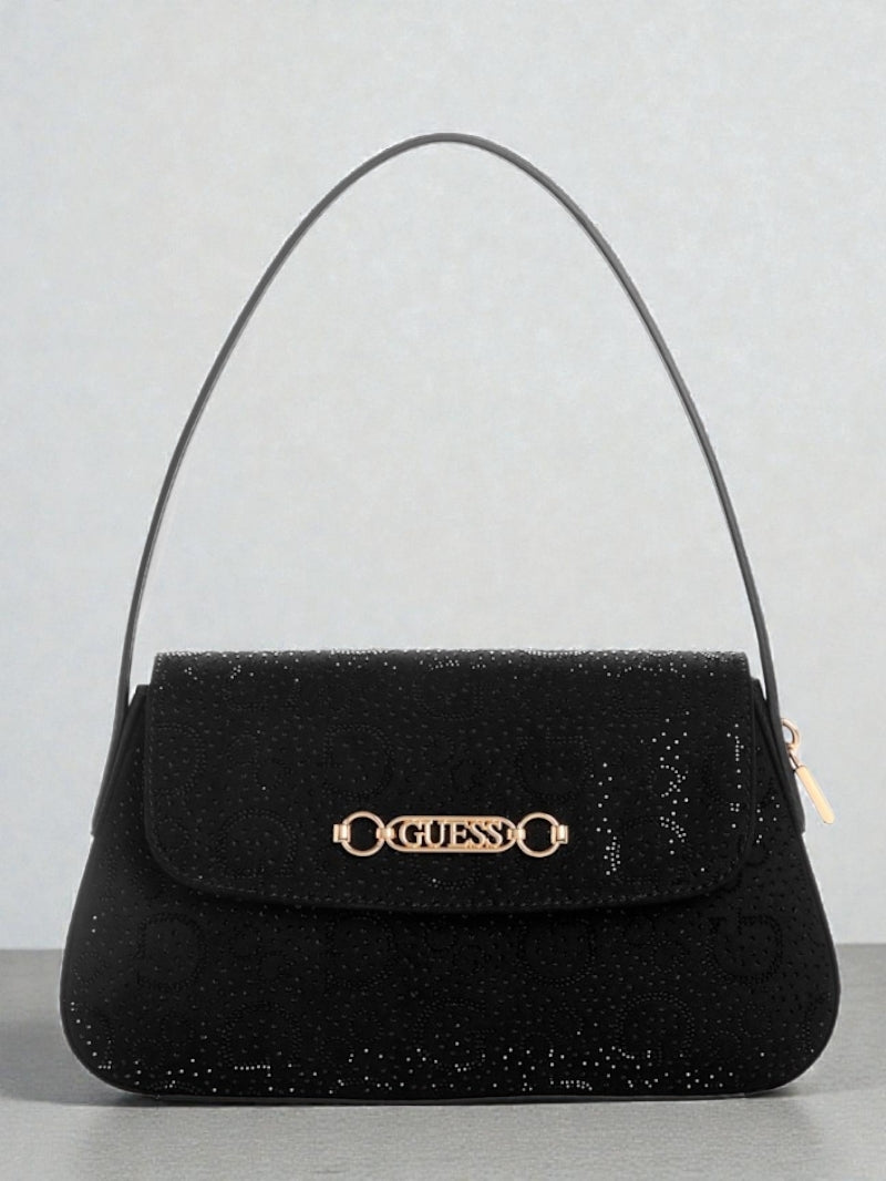 Avelina Rhinestone Logo Shoulder Bag