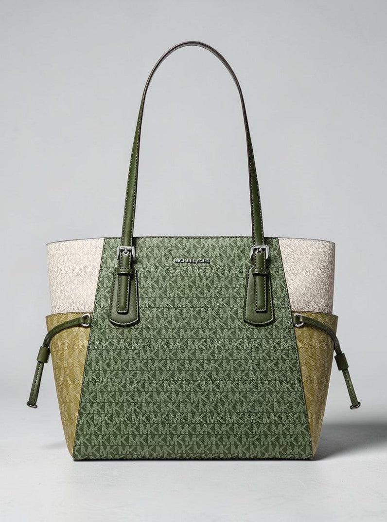 Michael Kors Voyager Large Color-Block Signature Logo Tote Bag,35S5SV6T7B