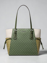 Michael Kors Voyager Large Color-Block Signature Logo Tote Bag,35S5SV6T7B