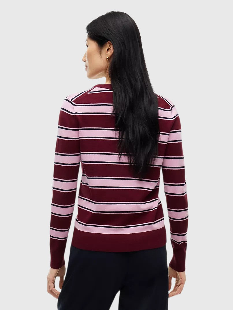 TOMMY HILFIGER Lightweight Striped V-Neck Sweater,XW09742-VLP