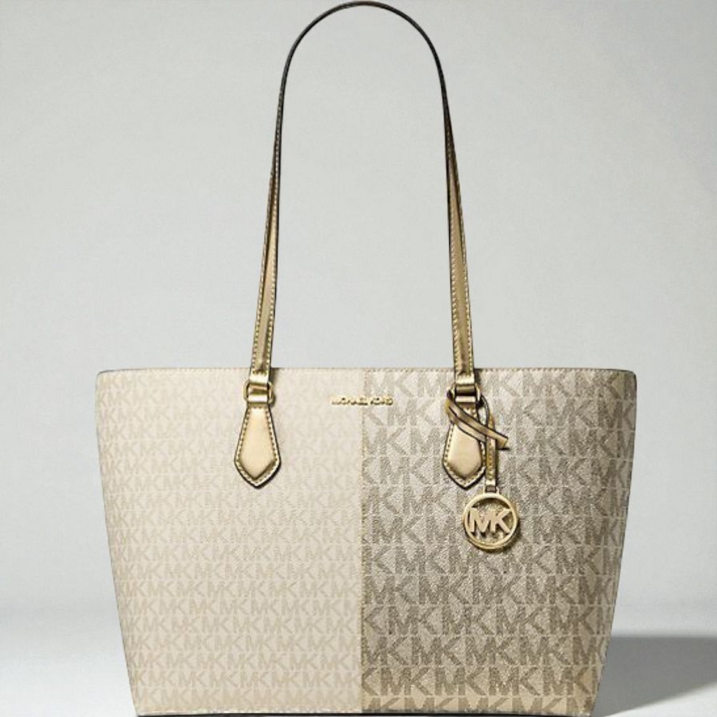 M.K Rhea Medium Metallic Signature Logo Backpack