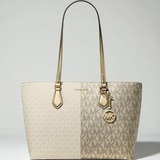 M.K Rhea Medium Metallic Signature Logo Backpack