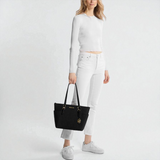 MK Charlotte Large Saffiano Leather Top-Zip Tote Bag