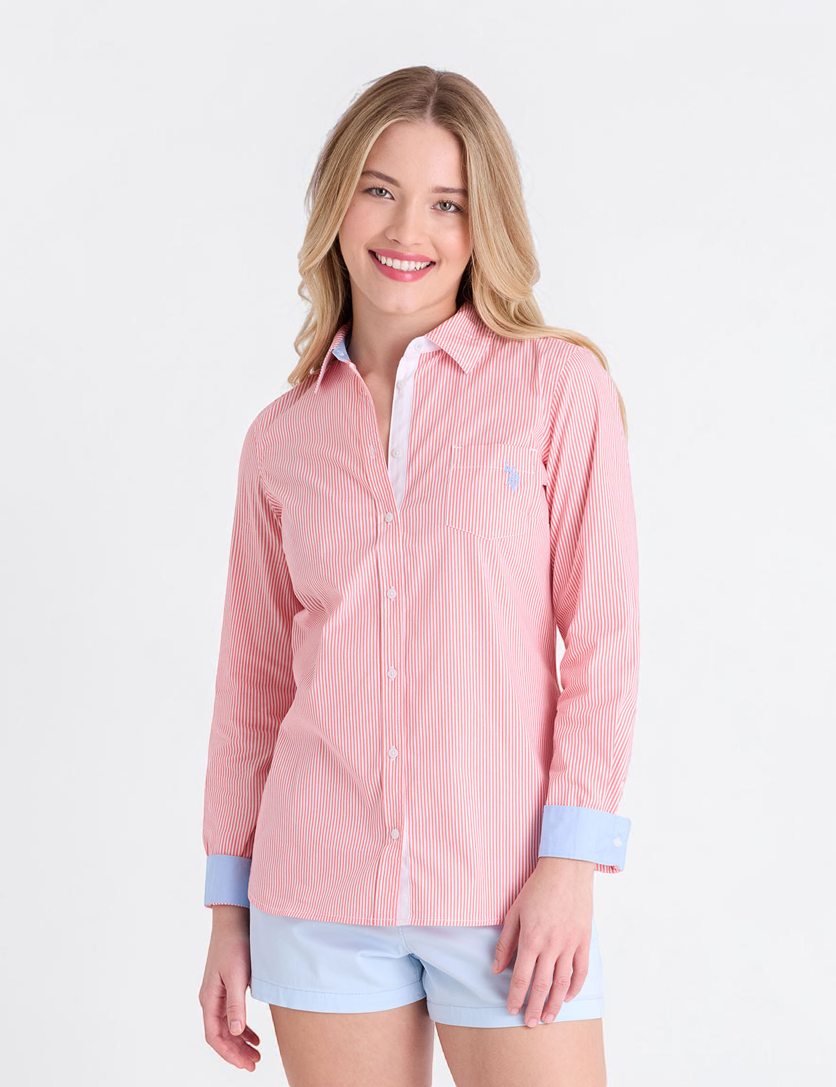 STRIPED POPLIN LONG SLEEVE SHIRT 214975-8900A