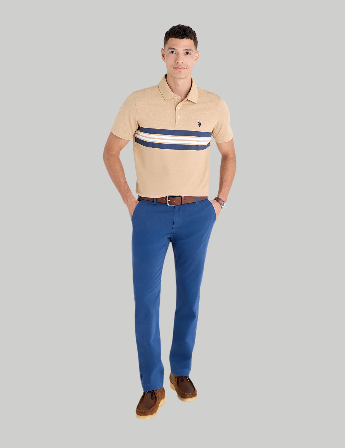 ENGINEERED PRINTED STRIPE JERSEY POLO SHIRT