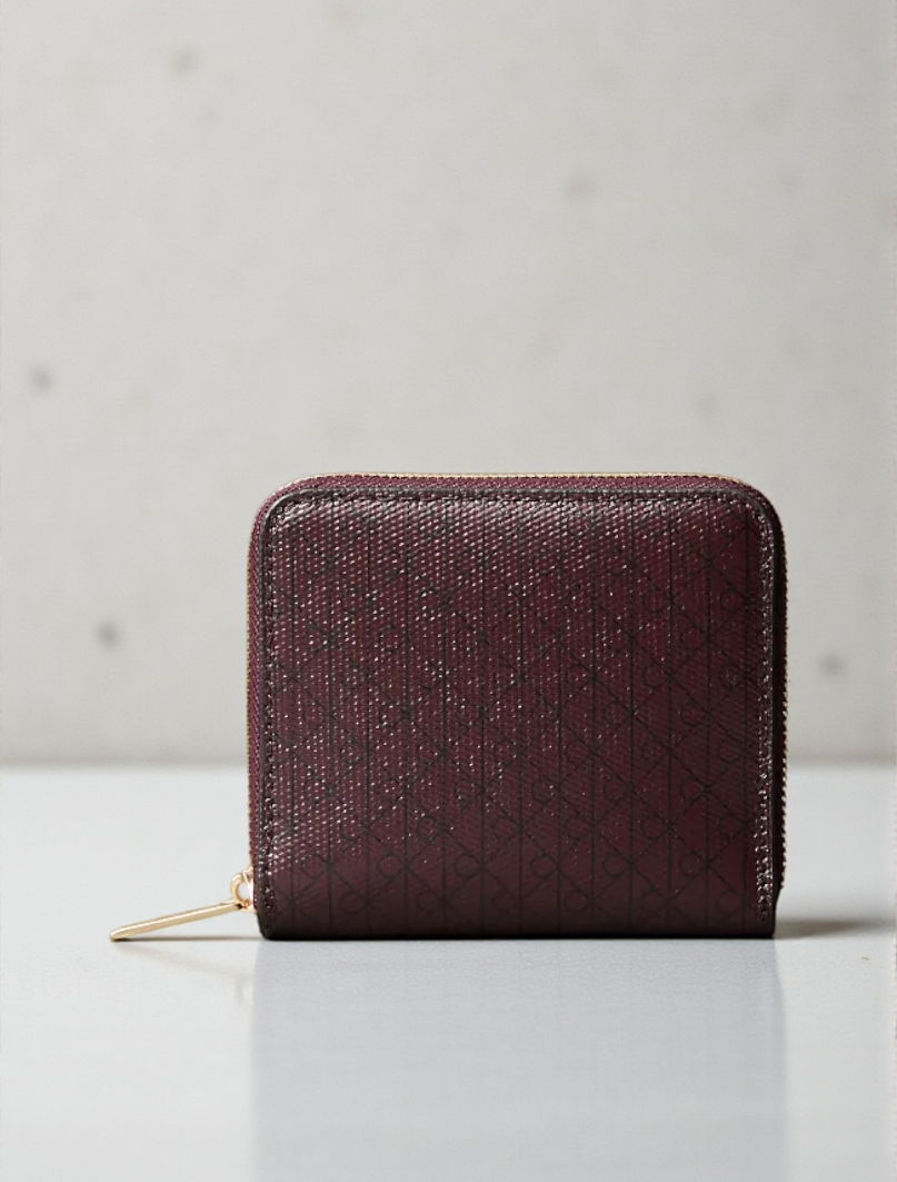 C.K Allover Monogram Square Zip Wallet