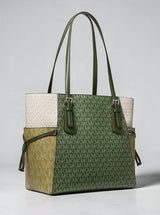 Michael Kors Voyager Large Color-Block Signature Logo Tote Bag,35S5SV6T7B