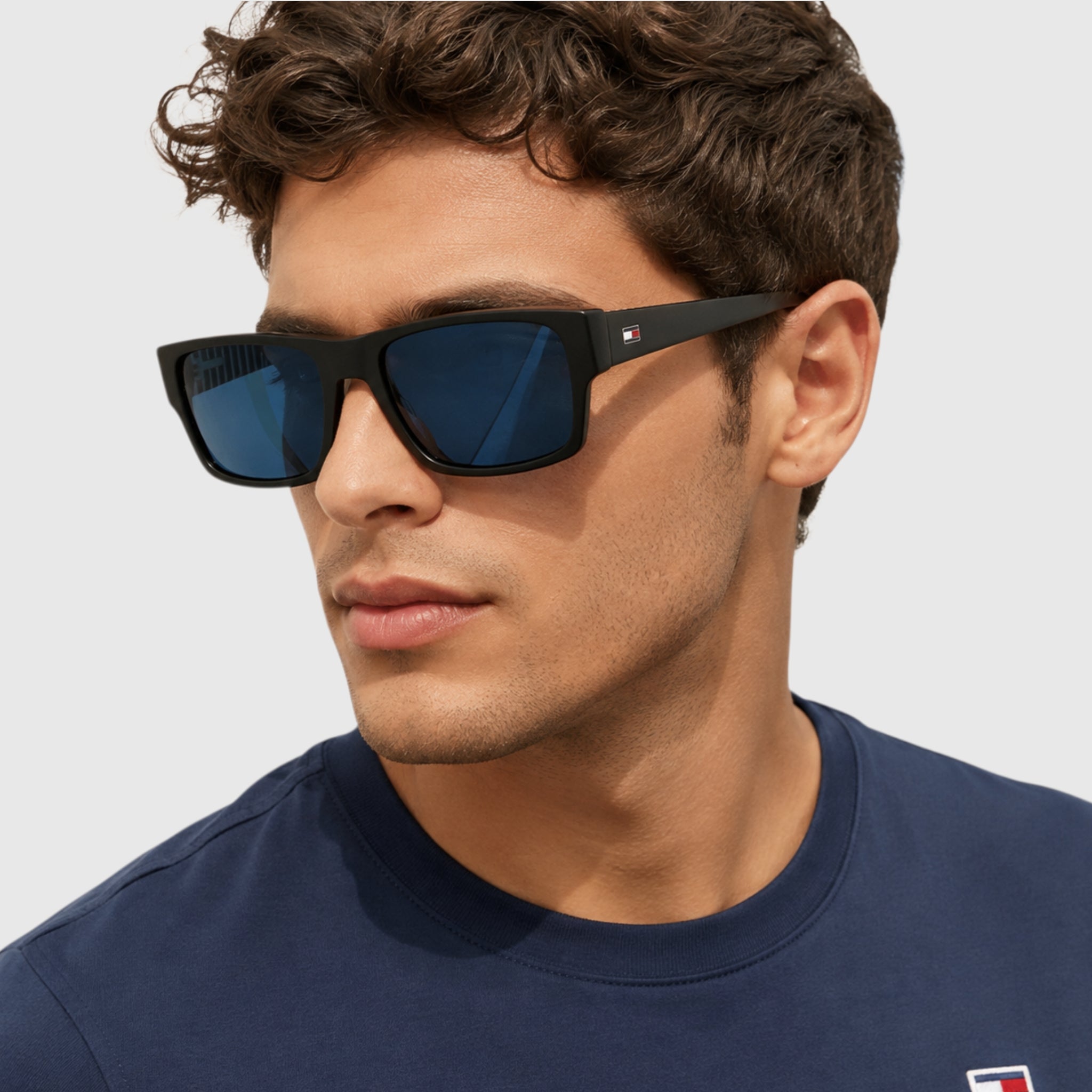 Tommy Hilfiger 
Blue Rectangular Men's Sunglasses,
TH 2017/S