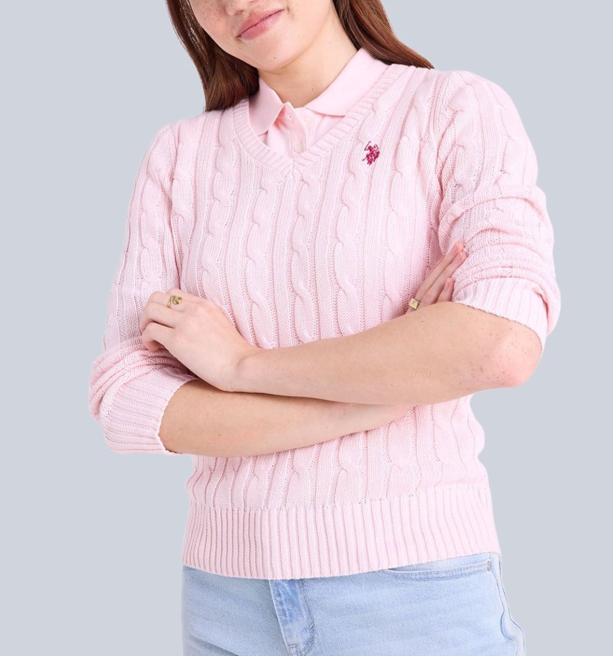 SOFT CABLE V-NECK SWEATER , 321116C-1Q00A