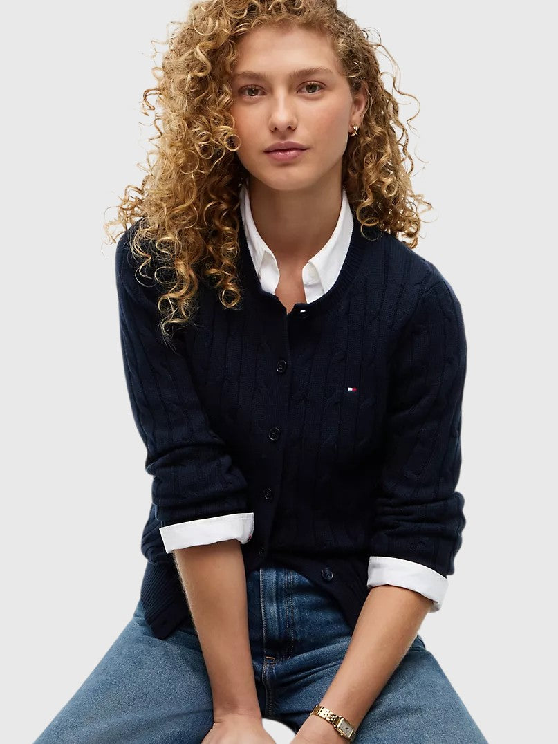 TOMMY HILFIGER Cable Knit Cardigan,XW07848-HIN