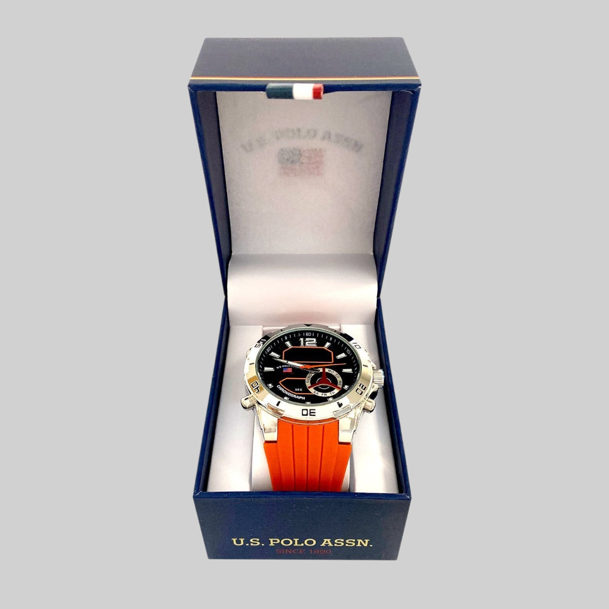 MENS ORANGE STRAP ANADIGI WATCH,US9874UO-0000A