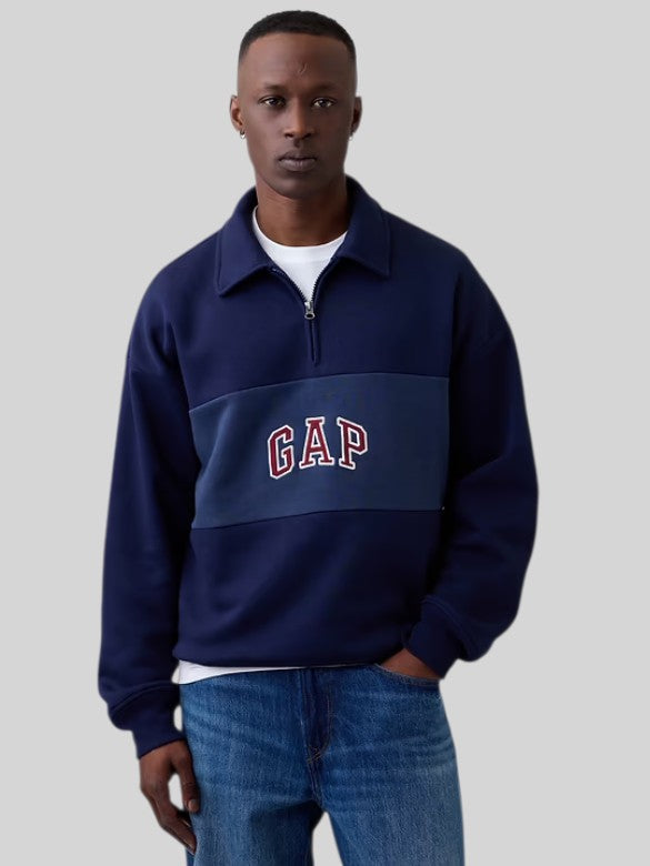 GAP Oversized Gap Logo Quarter-Zip Sweatshirt,1179549
