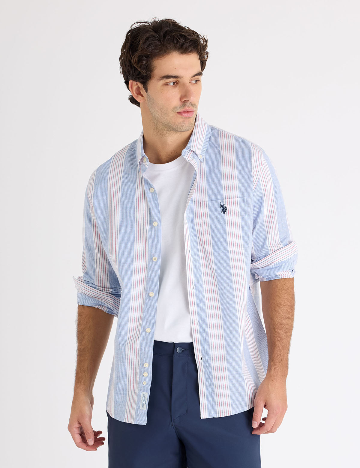 LONG SLEEVE VERTICAL STRIPE SLUB POPLIN SHIRT Serial 11H0389-VP00A