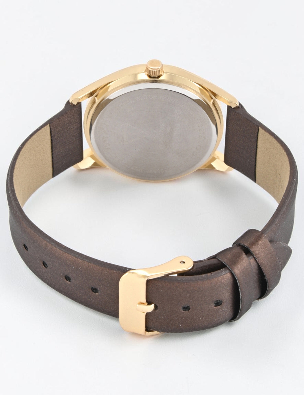 LADIES BROWN STRAP WATCH WITH GOLD ACCENT,USC42156UO-0000A