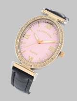 LADIES BLACK EMBOSSED STRAP WATCH،USC42108UO-0000A