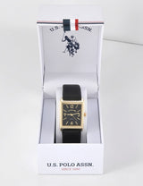 LADIES BLACK STRAP SQUARE WATCH,USC42163UO-0000A