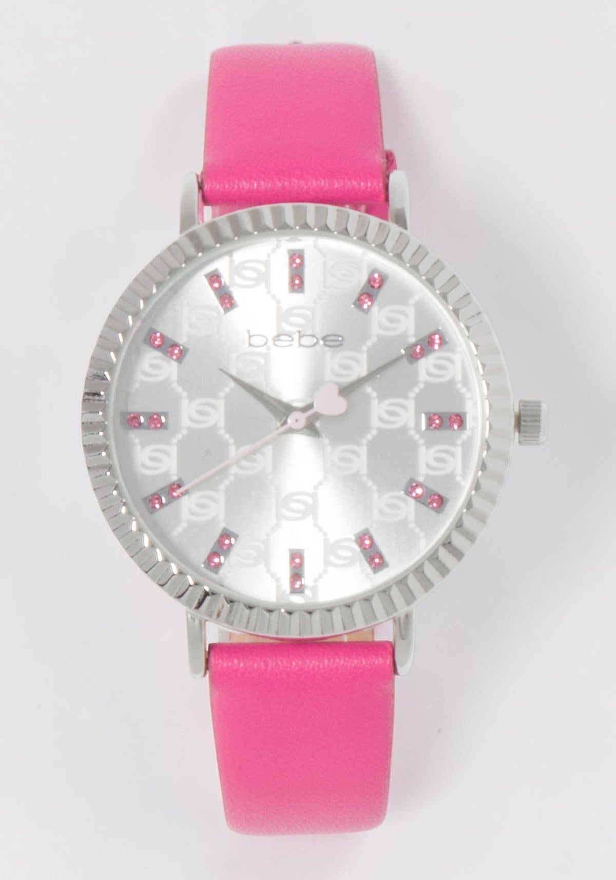 Magenta Strap Watch with Crystal Bezel