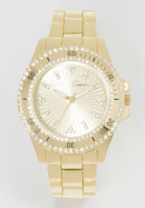 Link Bracelet Crystal Sport Bezel Watch