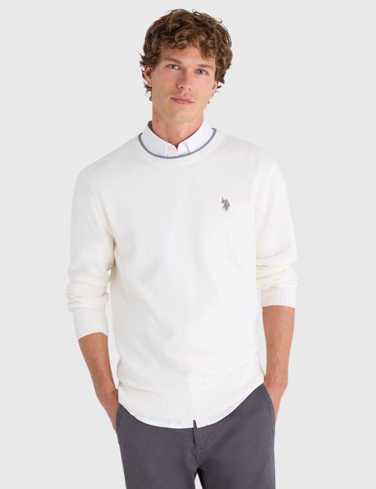 US.POLO.ASSN SOFT COTTON JERSEY CREW NECK SWEATER,USUF6S5243-0000A