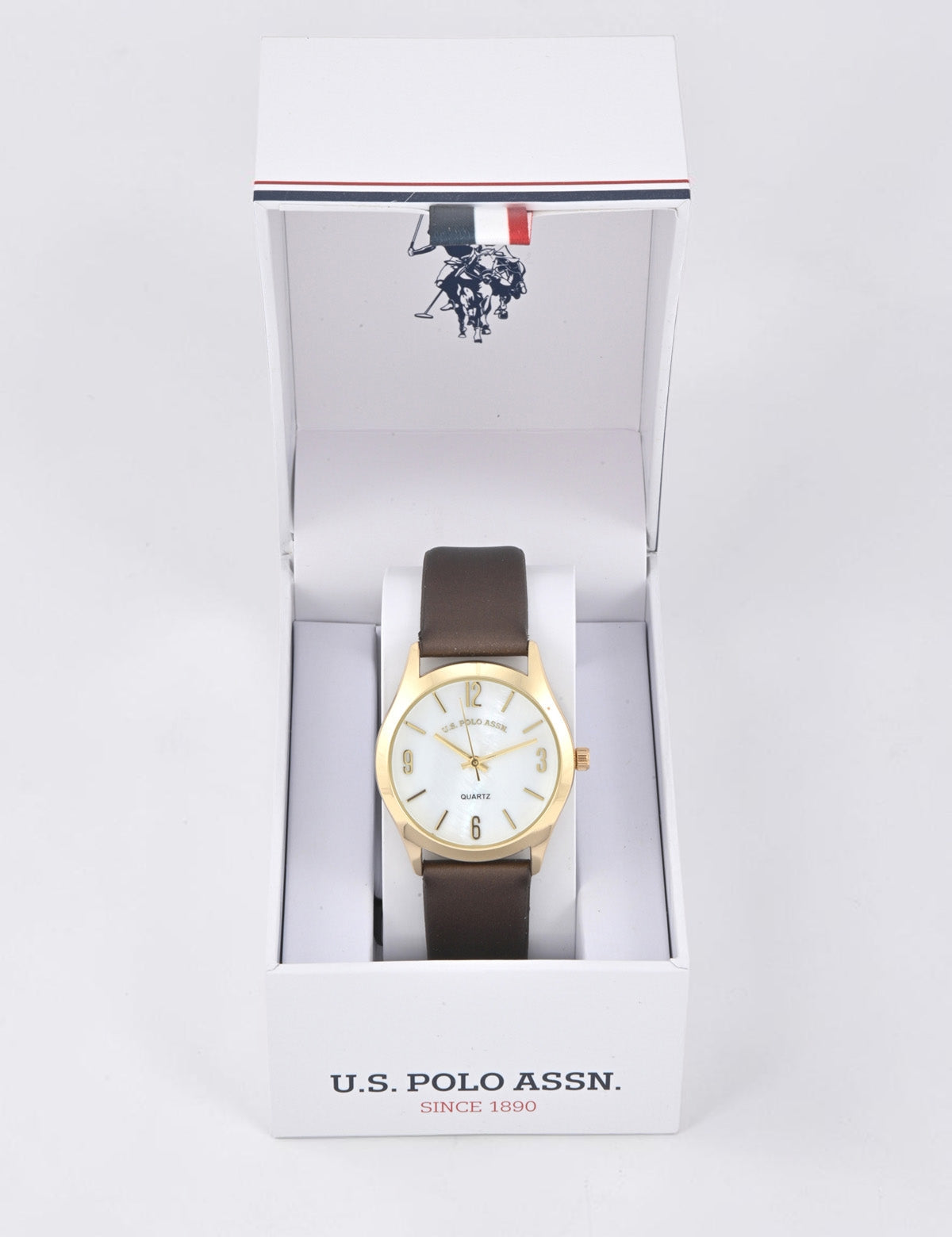 LADIES BROWN STRAP WATCH WITH GOLD ACCENT,USC42156UO-0000A