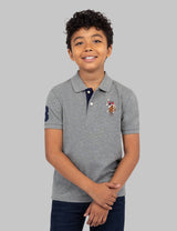 BOYS MULTI COLOR LOGO SOLID PIQUE POLO SHIRT