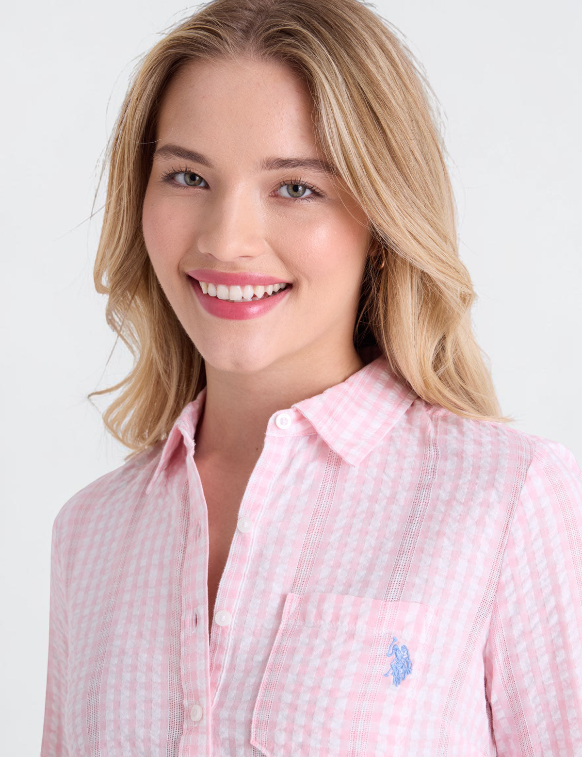 LONG SLEEVE HALF PLACKET GINGHAM SHIRT 216598-RA00A