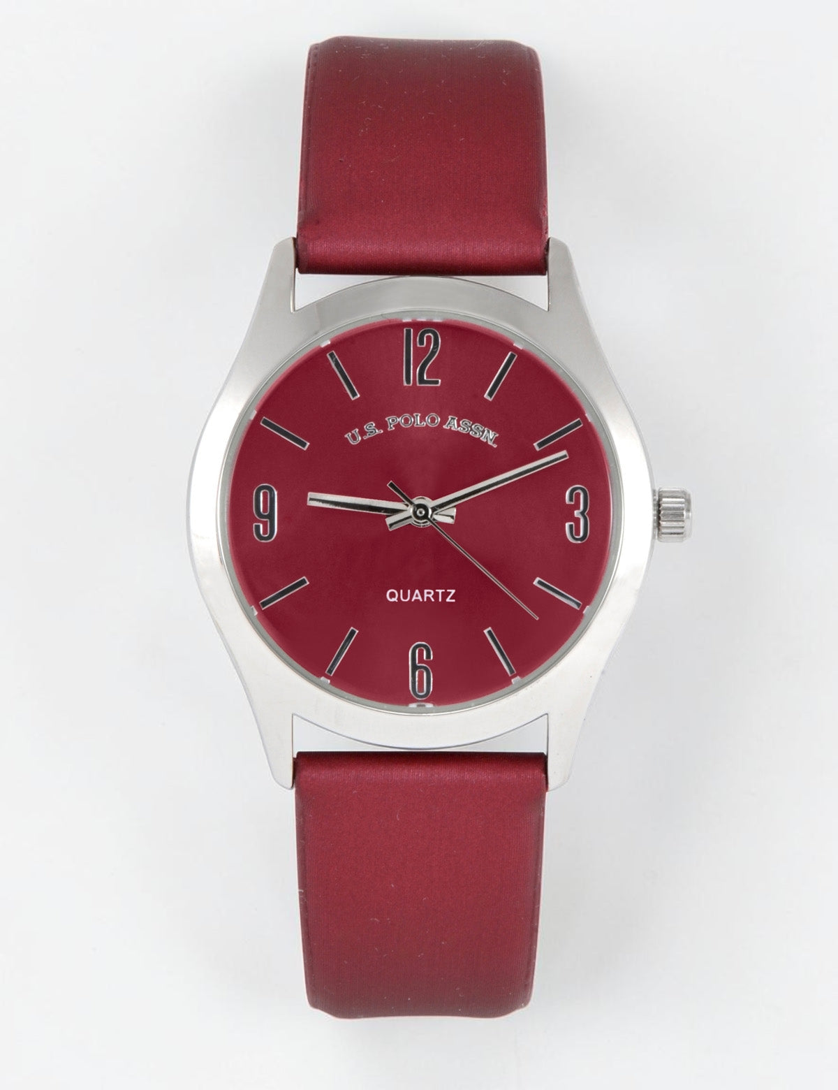 LADIES BURGUNDY STRAP WATCH WITH SILVER ,USC42158UO-0000A