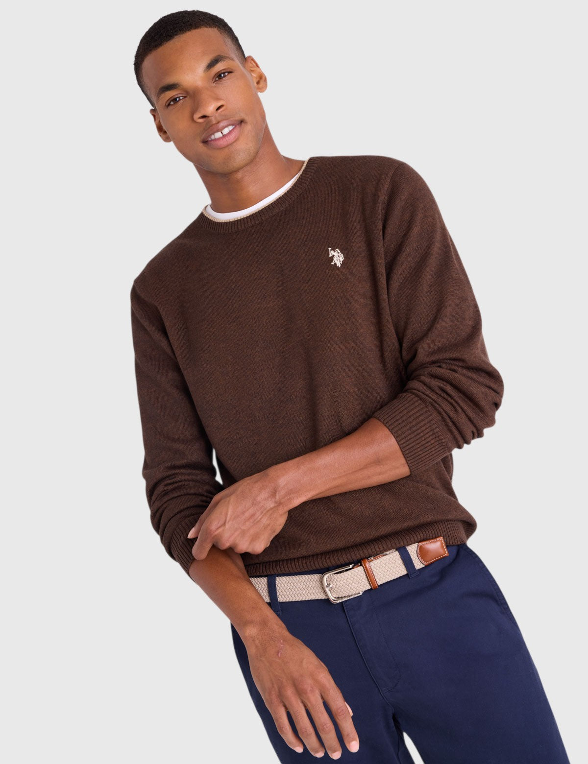 US.POLO.ASSN SOFT COTTON JERSEY CREW NECK SWEATER,USUF6S5243-0000A
