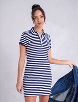 U.S Polo NARROW STRIPE SLIM FIT INTERLOCK POLO DRESS Serial 21D0062