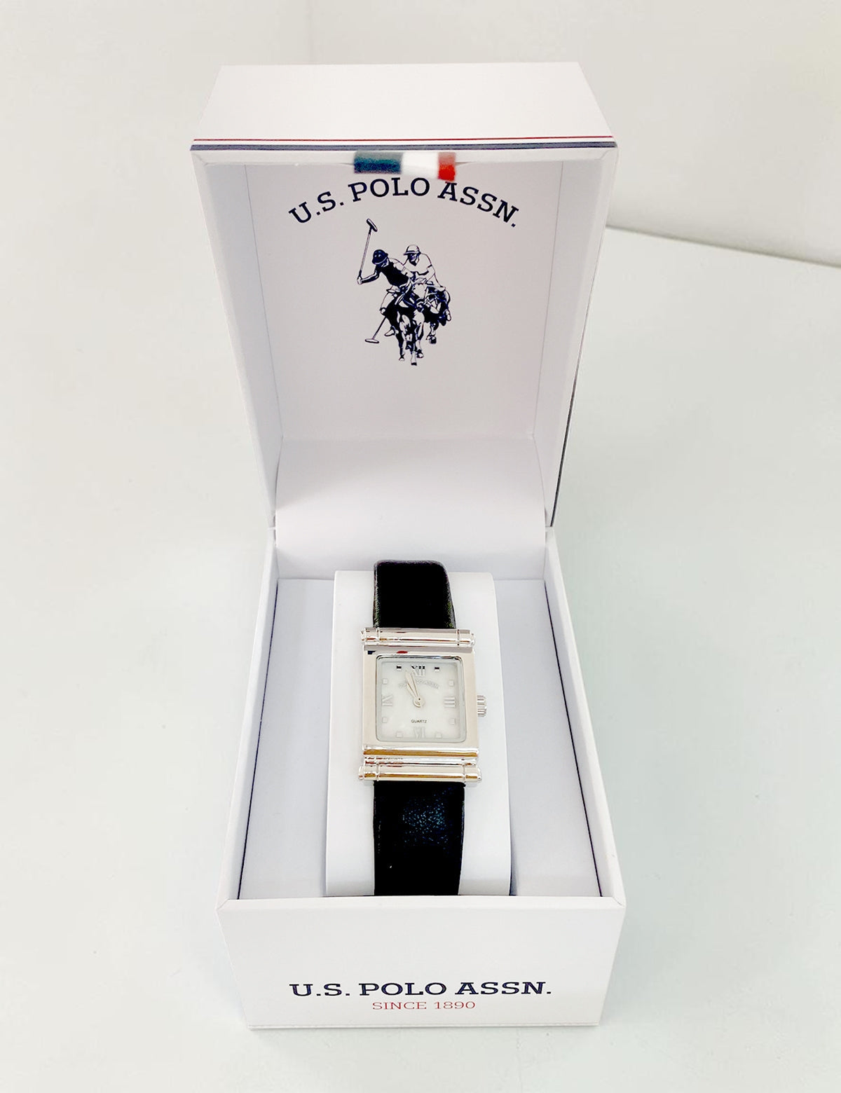LADIES BLACK STRAP SQUARE FACE WATCH,USC42172UO-0000A