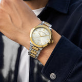 MENS TWO TONE SILVER AND GOLD LINK WATCH,USC80836UO-0000A