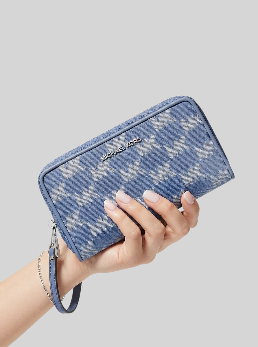 Jet Set Travel Large Logo Jacquard Denim Smartphone Wristlet,35S6STVE3J