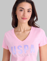 OMBRE STONE RHINESTONE V-NECK T-SHIRT,21T0100-2J00A