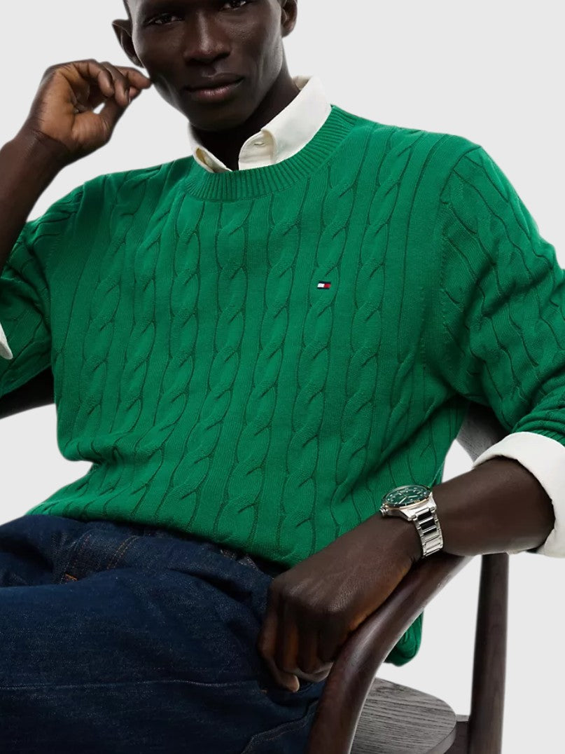 TOMMY HILFIGER Cable Knit Crewneck Sweater,XM08033-YBI
